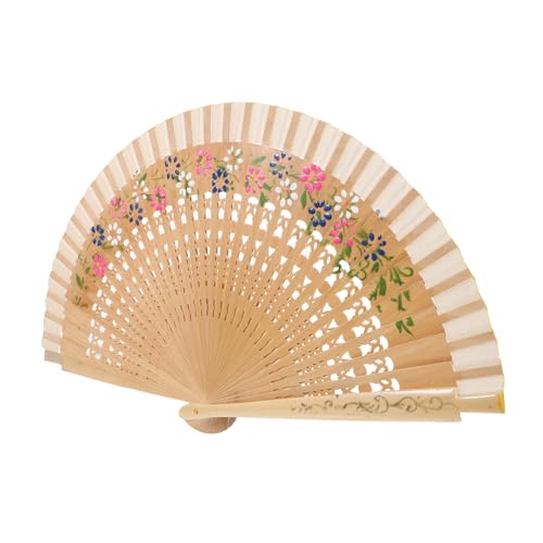 Tofficu Faltbarer Handfächer aus Holz mit Doppelseitiger Spanischer Blumenmalerei Stabiler Vintage Fächer für Hochzeit Party Cosplay und Wanddekoration Komfortabel und Langlebig von Tofficu