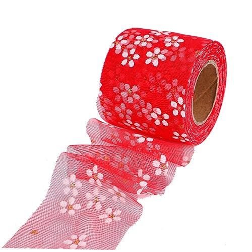Tofficu Gazeband Blaues Band Verpackungsband Girlande Bänder Zum Basteln Burgund Blumenstrauß Band Stoff Blumendraht Goldener Paillettenstoff Stoffdrahtband Wickelband Tüllband Rot von Tofficu