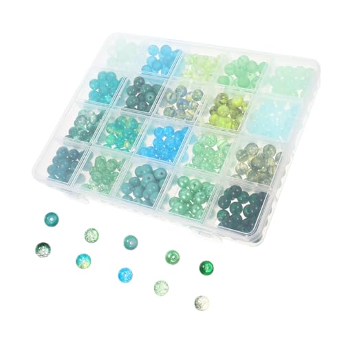Tofficu Grüne Glasperlen Große Loch Runde Spacer Perlen zum Basteln Armbänder Halsketten DIY Schmuck Zubehör für Frühling Sommer Designs von Tofficu