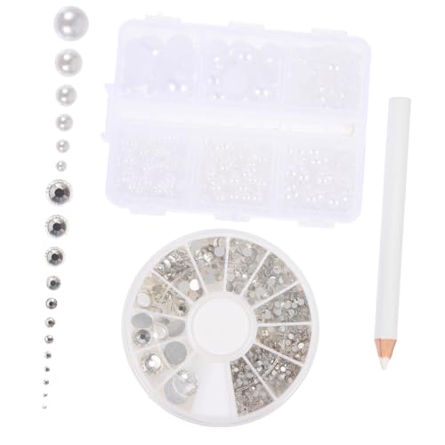 Tofficu Halbrunde Perlen mit Simulierten Perlen und Ab glas strasssteinen DIY Schmuck Basteln Zubehör für Haarclips Nageldesign und Bekleidungsdekoration von Tofficu