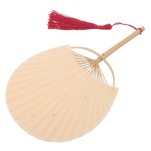 Tofficu Handgefertigter Chinesischer Bambus Paddelfächer mit Langem Griff und Quaste Beidseitig Bemalbar Nachhaltiger Diy Fächer für Hochzeit Party Dekoration und Kunstprojekte von Tofficu