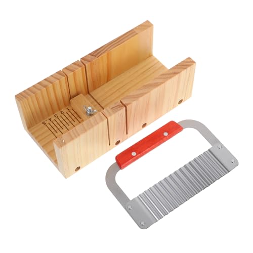 Tofficu Holz Seifenschneider mit Messer Präziser Schlitz Cutter für Gleichmäßiges Schneiden Stabile Holzbasis Vielseitig für DIY Seifenherstellung Langlebiges Profi Werkzeug von Tofficu