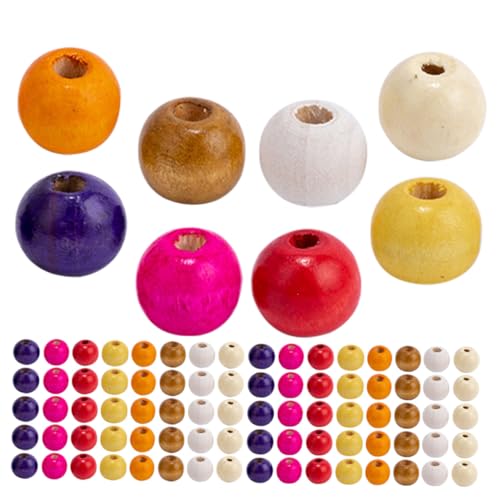 Tofficu Holzperlen Bunt DIY Schmuckperlen Rund Glatt Holz für Armband Halskette Basteln Handgefertigte Dekorationen von Tofficu