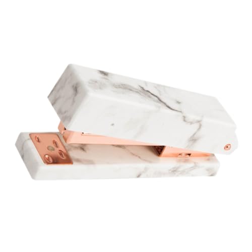 Tofficu Kreativer Marmor optik Hefter Roségold Praktisches Heftgerät Leicht Handlich Für Schüler Büro Schreibtisch Dekoration von Tofficu