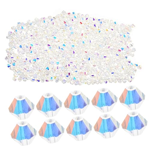 Tofficu Kristallglas Perlen Facettierte Diamant form DIY Schmuck Bastelperlen für Armbänder und Ketten Bunte Ab beschichtung zum Auffädeln und Selbermachen von Tofficu