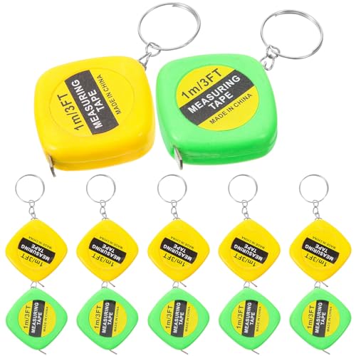 Tofficu 12 Stück Mini Automatisches Maßband Schlüsselanhänger, Tragbares Einziehbares Maßband Mit Schlüsselring, Zufällige Farben, Ideal Für Zuhause Und Unterwegs von Tofficu