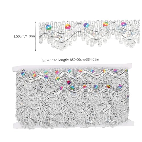 Tofficu Multifunktionales Silbernes Pailletten bortenband mit Dreieckigem Metallic glitzer Zuschneidbar für DIY kostüme Handgefertigte Kleidung Vorhangdeko und Bastelbedarf von Tofficu