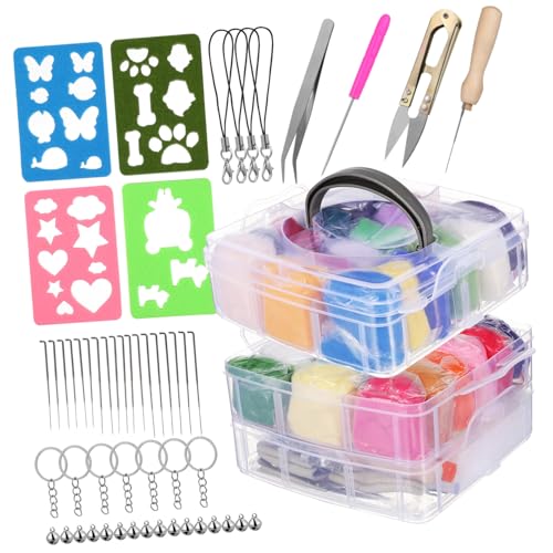 Tofficu Nadelfilz mit Farbigen Wollfasern Filznadeln und Schlüsselanhänger Zubehör Komplettes Bastelset für Anfänger Diy Wollfilz Handwerk Starter Kit Tofficu Nadelfilz mit Farbigen Wollfasern Filznadeln und Schlüsselanhänger Zubehör Komplettes Bastelset für Anfänger Diy Wollfilz Handwerk Starter Kit von Tofficu