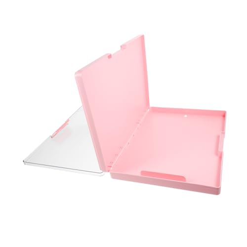 Tofficu Ordnerbrett falten Bretter faltbar Büro Planke Aufbewahrungs-Klemmbrett Datei Zwischenablage Speicherklemme Klemmbrett mit Stauraum Heavy Duty Klemmbrettkunststoff pp Rosa von Tofficu