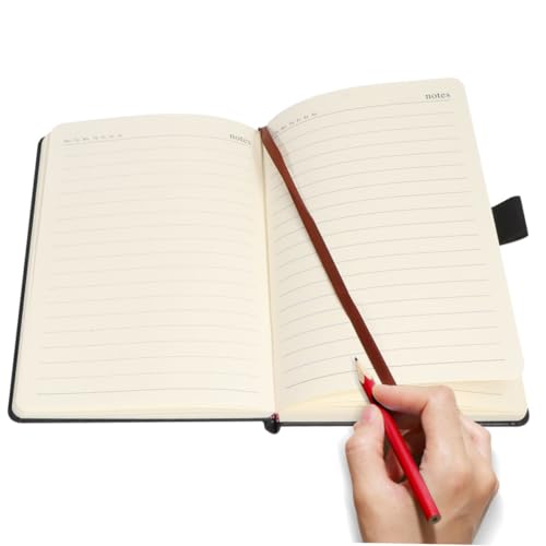 Tofficu PU Retro Notizbuch Business Notepad Dickes Leichtes Übungsbuch für Büro Schule Praktisches Langlebiges Schreibheft Modisches Design Geschenkoption für Freunde und Familie Schwarz von Tofficu