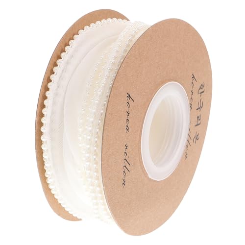Tofficu Perlenbesetztes Wellenband aus Hochwertigem Bastelband Breites Geschenkband für DIY Accessoires Dekoration Haarornamente und Festliche Schmuckgestaltung ca Perlweiß von Tofficu