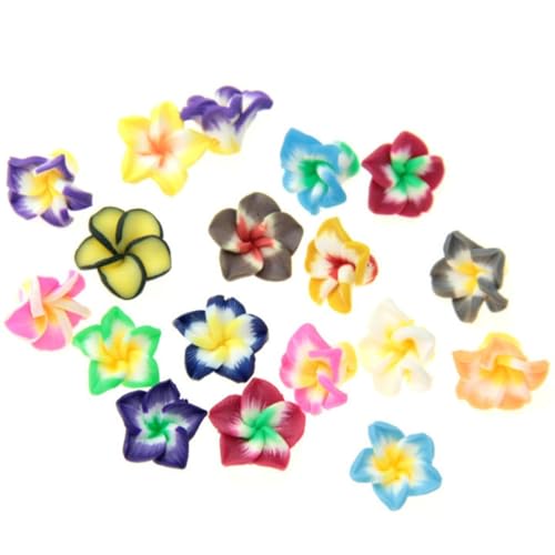 Tofficu Polymer-Ton-Zubehör, Plumeria-Perlen, Mini-Anhänger für Bastelarbeiten, Perlenstickerei, Hochzeitsdekoration, Handyhülle, Kopfschmuck, zufällige Farbe von Tofficu