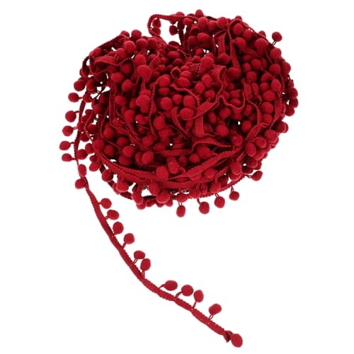 Tofficu Pomponborte Bommelborte mit Pompons Weinrot Elastisch Vielseitig für DIY Hochzeitsdekoration Gardinen Kleidung Basteln und Party Accessoires von Tofficu