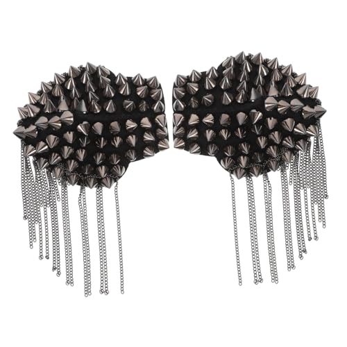 Tofficu Punk Schulterklappen mit Metallnieten und Quasten Vintage Epaulets Kleine Schwarze Schulterabzeichen für Männer und Frauen Vielseitig für Kostüme und Mode von Tofficu