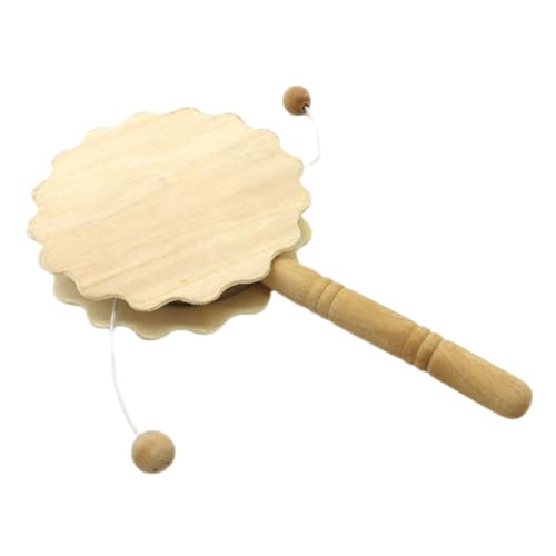 Tofficu Rasselhandmalerei Holzrassel Trommel DIY Holzrassel Trommel Modell Holzrassel zum selber bemalen Expo-Marker Spieße Holzinstrumentenhandwerk Rasseltrommelmodell aus Holz hölzern von Tofficu