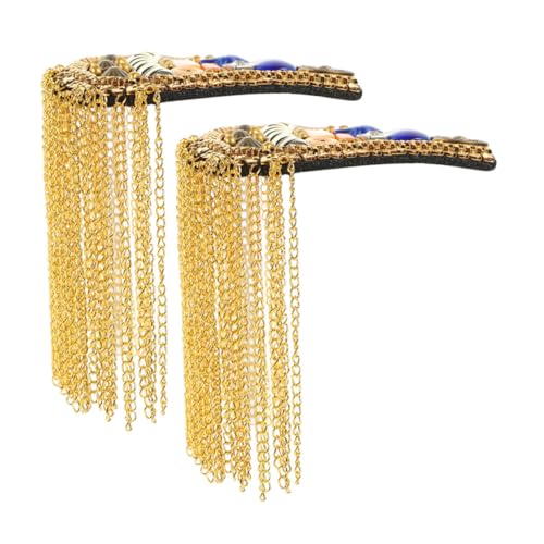 Tofficu Retro Schulterepauletten Gold Metall Robuste Faderesistente Quasten Kettenverzierung Abnehmbare Schulterfransen Dekorative Vintage Uniform Accessoires für Kostüm und Event von Tofficu
