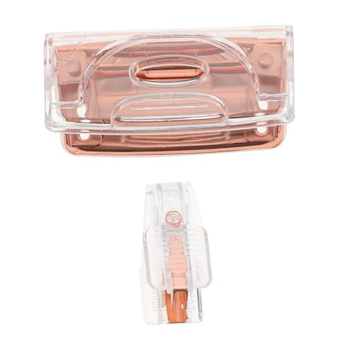 Tofficu Roségold Büro mit Transparenter Handstanze und Heftklammerentferner Präziser Papierlocher Scharfe Klingen Tragbar für Saubere und Sicheres Heften Modernes Design von Tofficu