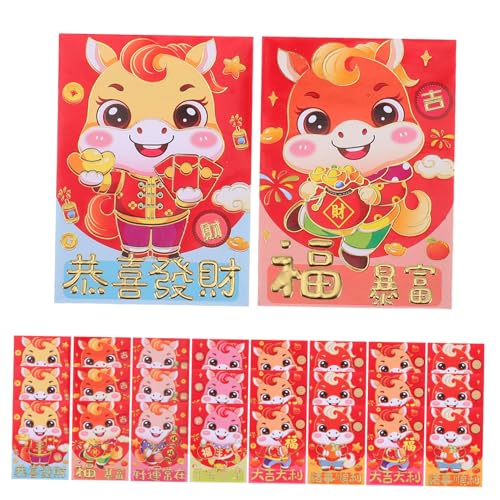 Tofficu Rote Umschläge Cartoon Pferd Design Glücksgeldumschläge für Chinesisches Neujahr Niedliche Rote Geldtaschen für Frühjahrsfest Hochzeiten Geburtstage und Feierlichkeiten Tofficu Rote Umschläge Cartoon Pferd Design Glücksgeldumschläge für Chinesisches Neujahr Niedliche Rote Geldtaschen für Frühjahrsfest Hochzeiten Geburtstage und Feierlichkeiten von Tofficu