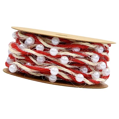 Tofficu Rotes Bead Ribbon Geschenkband Handgefertigtes Buntes Geflochtenes Band mit Perlen Originelles Dekoband für Geschenkverpackung DIY Bastelprojekte Hochzeits Partydeko von Tofficu