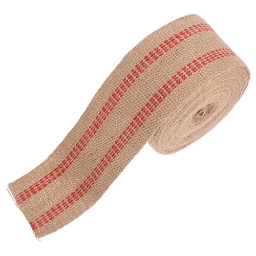 Tofficu Rotes Gestreiftes Jute Gurtband Breit Robustes Webband für Stuhlreparatur Vielseitig für DIY Bastelarbeiten Verpackung und Gartendekoration Traditionell Gewebt Vintage Stil von Tofficu