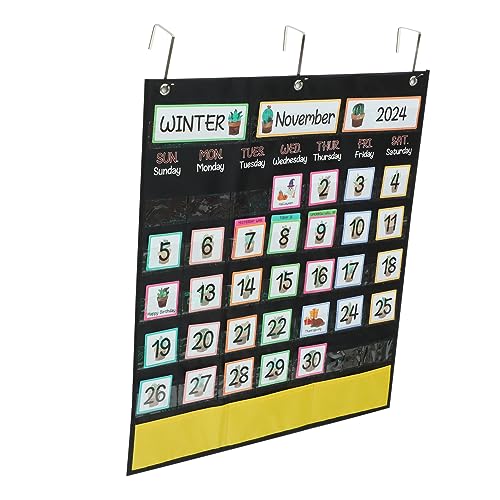 Tofficu Schul-familien-wochenkalender-hängetasche Monatskalender-taschendiagramm Mini-tischkalender Kinderkalender Kalender Klassenzimmer Wecker Klassenzimmerdekor Polyester Black von Tofficu