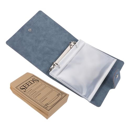 Tofficu Seed Storage Album Organisatoren der Saatgutlagerung Organisator für Gartensamen Albumkartenärmel PU-Leder Himmelblau von Tofficu