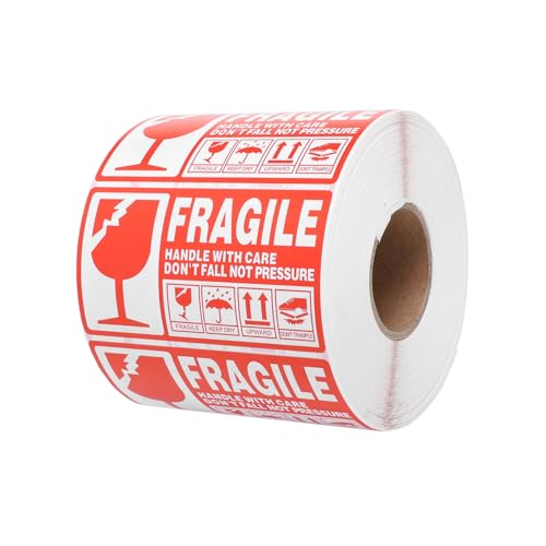 Tofficu Selbstklebende Versandaufkleber Handle With Care Warnetiketten Rot Weiß Langlebige Fragile Pack Labels für Transport und Verpackung Tofficu Selbstklebende Versandaufkleber Handle With Care Warnetiketten Rot Weiß Langlebige Fragile Pack Labels für Transport und Verpackung von Tofficu