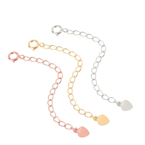 Tofficu Silber Verlängerungsketten Teilig Herz in Gold Silber Roségold für Halskette Armband Schmuckherstellung Zubehör Damen Erweiterung von Tofficu