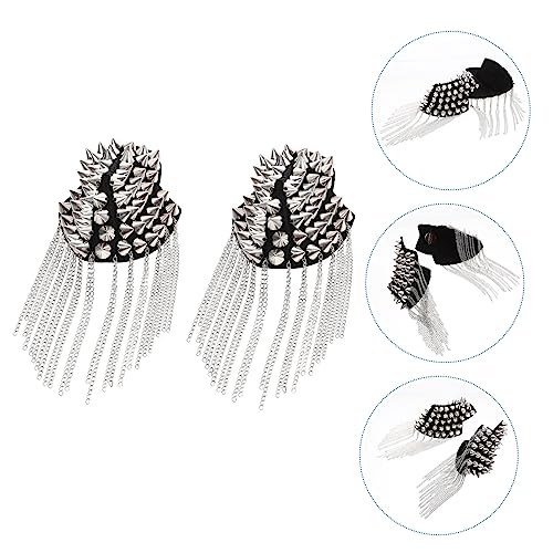 Tofficu Silberne Nieten Quasten Epaulette Schulterklappen mit Ketten Modisches Abzeichen für Herren Kostümparty Stilvolle Verzierungen und Auffälliges Accessoire Tofficu Silberne Nieten Quasten Epaulette Schulterklappen mit Ketten Modisches Abzeichen für Herren Kostümparty Stilvolle Verzierungen und Auffälliges Accessoire von Tofficu