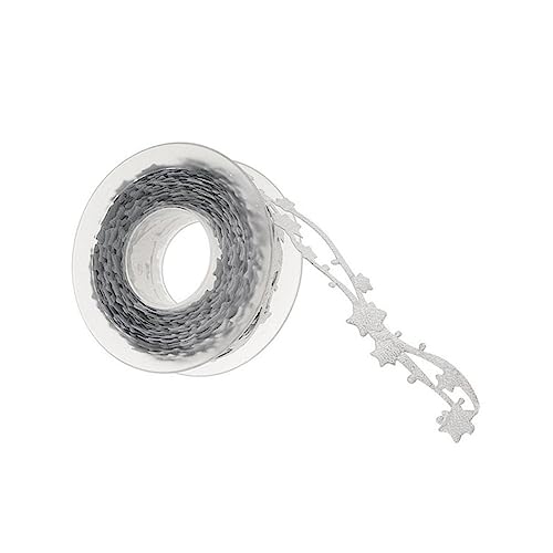 Tofficu Silbernes Geschenkband mit Fünfzackigem Sternenmuster Polyester prägeband für Kreative Geschenkverpackung Basteln und Dekoration Leicht Zuschneidbar für DIY schleifen und von Tofficu