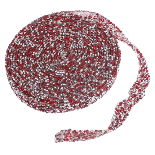 Tofficu Strassband Selbstklebend Glitzer Strasssteine Band für DIY Basteln Schmuck Kleidung Geschenkverpackung Rot Vielseitig Einsetzbar Zuschneidbar von Tofficu