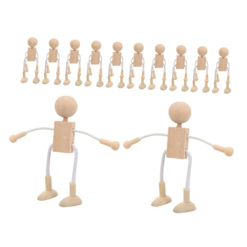Tofficu Teiliges DIY Holzfiguren Unbemalte Kleine Holzpuppen zum Bemalen für Basteln Dekoration Sichere Natürliche Holzfiguren für Künstlerisches Malen und Geschenkideen von Tofficu