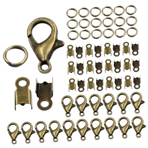 Tofficu Teiliges Schmuckzubehör Set mit Karabinerverschlüssen Federringen und Quetschenden Geeignet für DIY Armbänder Halsketten Kompatibel mit Leder und Textilschnüren Leicht und von Tofficu