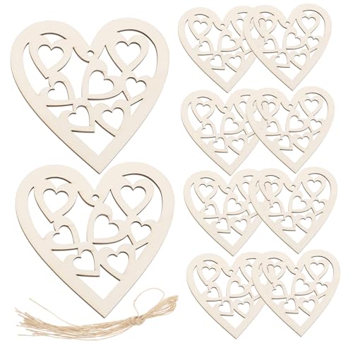 Tofficu Unbehandelte Holzherzen Deko Herzförmige Holzscheiben zum Basteln Glatte Oberfläche DIY Holzornamente für Valentinstag Tischdeko und Aufhängen Naturholz Holzdeko zum Beschriften von Tofficu