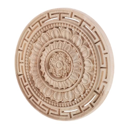 Tofficu Unlackiertes Holzschnitzerei Applique Mandala Blume Handgefertigt Runde Europäische Holzdekoration Für Möbel Schrank Tür Kommode Bett Wand Tofficu Unlackiertes Holzschnitzerei Applique Mandala Blume Handgefertigt Runde Europäische Holzdekoration Für Möbel Schrank Tür Kommode Bett Wand von Tofficu