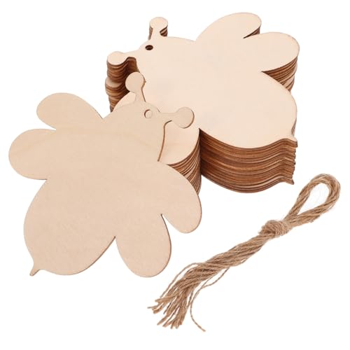 Tofficu Unvollendete Holzscheiben Bienenform Natürliche Holz Ausschnitte mit Schnur DIY Bastelset für Weihnachts Hochzeits und Geburtstagsdeko Natürliche Holzscheiben zum Bemalen und von Tofficu