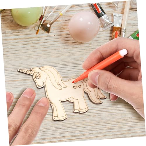 Tofficu Unvollendete Holzscheiben Einhorn Bastelset DIY Bastelmaterial Holzfiguren zum Bemalen Kreative Dekoration für Wohn Arbeitszimmer Geschenkidee von Tofficu