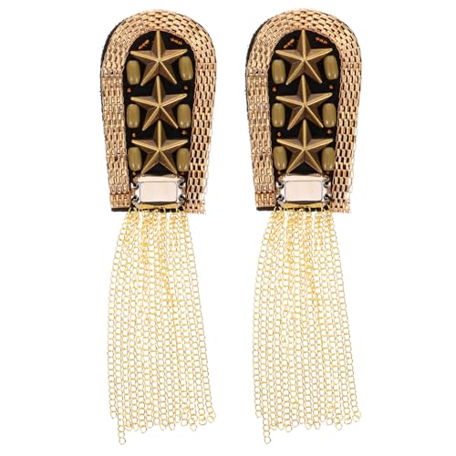 Tofficu Vintage Dekorative Schulter epauletten mit Metall fransen Modische Quasten schulterklappen für Damen und Herren Langlebige Stilvolle Broschen zur Kleider Kostümveredelung in Gold von Tofficu