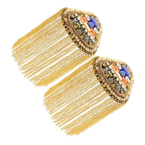 Tofficu Vintage Goldfarbene Schulterepauletten mit Quasten Abnehmbare Perlenkette Britischer Retro Stil Dekorative Captain Schulterapplikation für Anzüge Kostüme und Bühnenoutfits Tofficu Vintage Goldfarbene Schulterepauletten mit Quasten Abnehmbare Perlenkette Britischer Retro Stil Dekorative Captain Schulterapplikation für Anzüge Kostüme und Bühnenoutfits von Tofficu