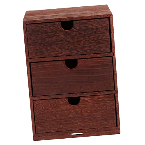 Tofficu Vintage Schubladenbox aus Massivem Holz Dreischichtiger Desktop Organizer Langlebig und Elegant Vielseitige Aufbewahrungsbox für Kosmetik Bürobedarf und Kleinteile Stilvoller von Tofficu