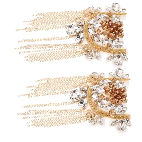 Tofficu Vintage Schulter quasten Epaulette mit Metallkette Dekorative Schulterbrosche für Damen Handgefertigtes Schulter schmuckaccessoire mit U förmigem Diamant anhänger ohne Rückseite von Tofficu