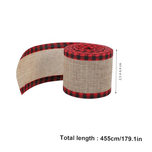 Tofficu Weihnachtliches Geschenkband Kariert mit Drahtkante Breit Langlebig Farbecht zum Basteln von Schleifen und DIY Weihnachtsdeko von Tofficu