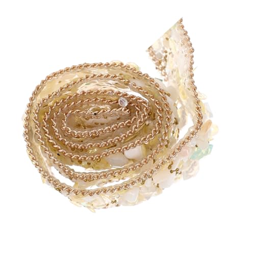 Tofficu Widerstandsfähiges Strassband Breit Selbstklebendes Zierband mit Goldenen Pailletten und Kettendekor Hitzebeständig für DIY kostüme Kleidung Taschen Schuhe Hochzeit und Partydeko von Tofficu