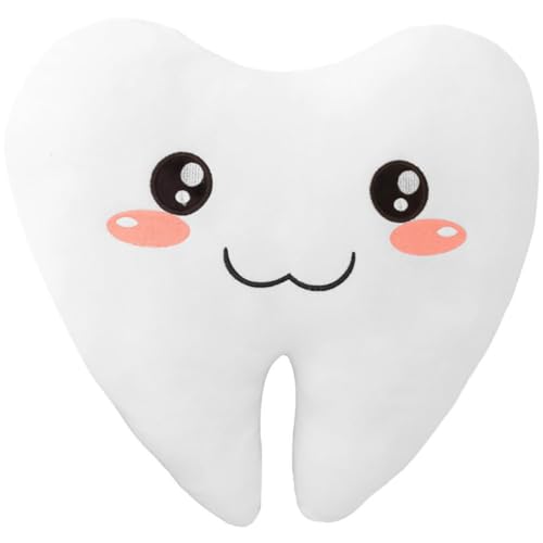 Tofficu Zahnfee-Kissen Cartoon-Zahnkissen 30cm Weiches Kuschelkissen Weiß Kuscheltier Kissen Zahnfee-Souvenir Für Schlafzimmer, Büro, Kinderzimmer von Tofficu