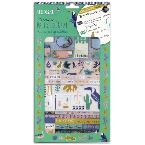 DRAEGER PARIS 1886 KR87 Bullet Journal Dekorationsset, Papier, Dschungel - Grün/Blau, Einheitsgröße von Toga