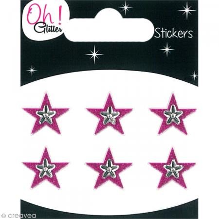 Oh ! Glitter Sticker Sterne Glitter, Papier, Fuchsia, 6,5 x 8 x 0,2 cm Oh ! Glitter Sticker Sterne Glitter, Papier, Fuchsia, 6,5 x 8 x 0,2 cm von Toga