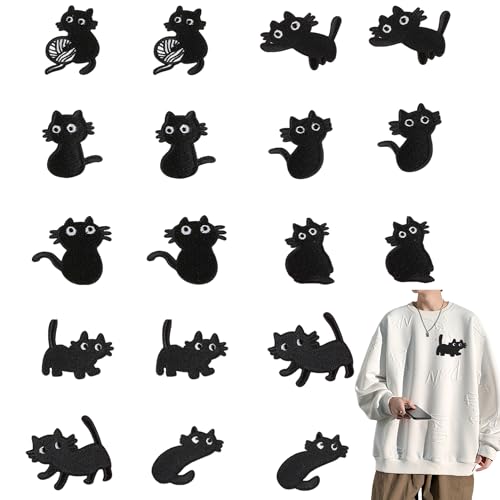 18 Stück Aufbügelflicken, Schwarze Katze Patches zum Aufbügeln, Aufnäher zum Aufbügeln,Flicken zum Aufbügeln, Bügelbilder für Textilien für Hosen Jeans Hemden Mützen, Reparatur des Lochs, DIY-Zubehör 18 Stück Aufbügelflicken, Schwarze Katze Patches zum Aufbügeln, Aufnäher zum Aufbügeln,Flicken zum Aufbügeln, Bügelbilder für Textilien für Hosen Jeans Hemden Mützen, Reparatur des Lochs, DIY-Zubehör von TogtherKings