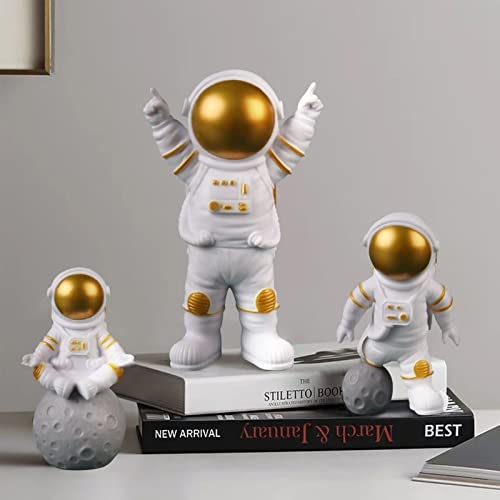 3 Stück Astronauten Figur Spielzeug,Deko Astronaut Geburtstag,Astronaut Dekoration Ornamente,Spaceman Kuchen,Gold Astronaut Spielzeug,für Kindergeburtstag Weltraumparty, Wohnaccessoires,Gold von TogtherKings