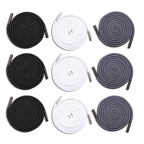 9 Stück Kordel für Jogginghose Metall Ersatzl-Saiten,Universal 140cm Kordelenden Kordelzug, Hoodie Schwarz-weiß-graues Hosenseil,Rund Schnürsenkel Reißfeste,für Jacken Sweatshirts Hosen,Sporthosen von TogtherKings