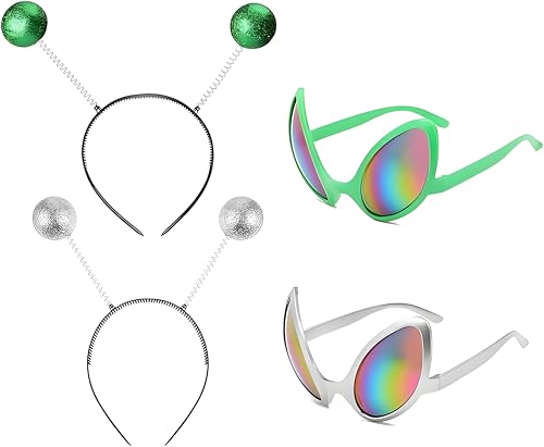 Alien Brille Martian Antenne Stirnband 2 Stück Silberrahmen-Farbfolie Und Grünrahmen-Farbfolie, 2 Stück Alien-Stirnband, Geeignet Als Foto-Requisiten Und Atmosphären-Requisiten Für Urlaubspartys Alien Brille Martian Antenne Stirnband 2 Stück Silberrahmen-Farbfolie Und Grünrahmen-Farbfolie, 2 Stück Alien-Stirnband, Geeignet Als Foto-Requisiten Und Atmosphären-Requisiten Für Urlaubspartys von TogtherKings